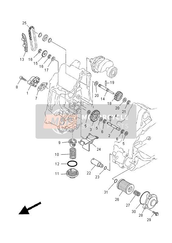 Yamaha YP400R 2014 Bomba de aceite para un 2014 Yamaha YP400R